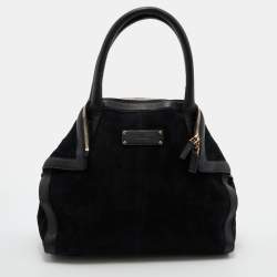 Pre Owned Alexander McQueen Black Suede and Leather De Manta Tote