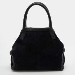Pre Owned Alexander McQueen Black Suede and Leather De Manta Tote