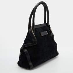 Pre Owned Alexander McQueen Black Suede and Leather De Manta Tote