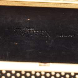 Alexander McQueen Black Suede Studded Skull Knuckle Box Clutch