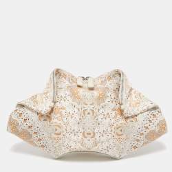 Pre Owned Alexander McQueen Beige/Off White Printed Nylon De Manta Clutch