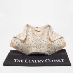 Pre Owned Alexander McQueen Beige/Off White Printed Nylon De Manta Clutch