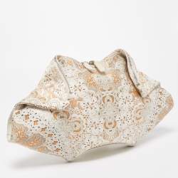 Pre Owned Alexander McQueen Beige/Off White Printed Nylon De Manta Clutch