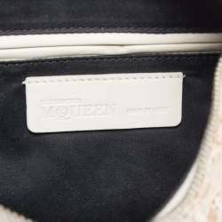 Pre Owned Alexander McQueen Beige/Off White Printed Nylon De Manta Clutch