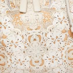 Pre Owned Alexander McQueen Beige/Off White Printed Nylon De Manta Clutch