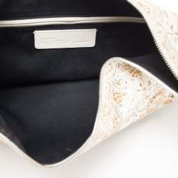 Pre Owned Alexander McQueen Beige/Off White Printed Nylon De Manta Clutch