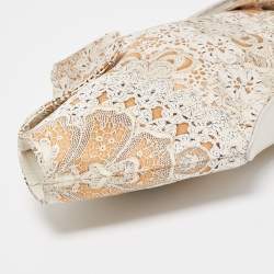 Pre Owned Alexander McQueen Beige/Off White Printed Nylon De Manta Clutch