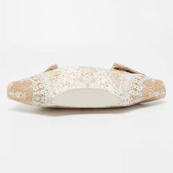 Pre Owned Alexander McQueen Beige/Off White Printed Nylon De Manta Clutch