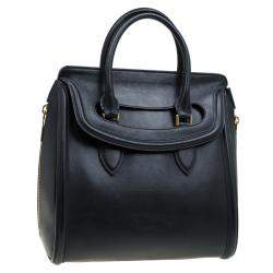 Pre Owned Alexander McQueen Black Leather Medium Heroine Tote