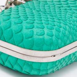 Alexander McQueen Green Python Skull Knuckle Box Clutch