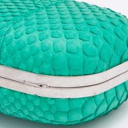 Alexander McQueen Green Python Skull Knuckle Box Clutch