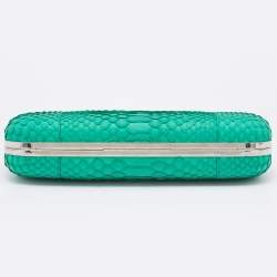 Alexander McQueen Green Python Skull Knuckle Box Clutch