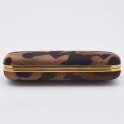 Alexander McQueen Brown/Beige Printed Fabric Skull Knuckle Box Clutch