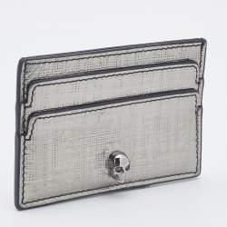 Alexander McQueen Silver Leather Skull Card Holder