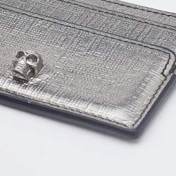Alexander McQueen Silver Leather Skull Card Holder