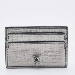 Alexander McQueen Silver Leather Skull Card Holder