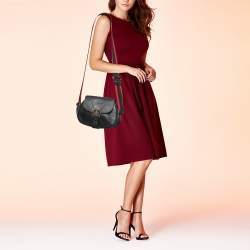 Pre Owned Alexander McQueen Black/Red Leather Buckle Flap Crossbody Bag