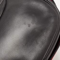 Pre Owned Alexander McQueen Black/Red Leather Buckle Flap Crossbody Bag