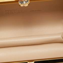 Alexander McQueen Off White Satin Skull Box Clutch