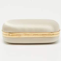 Alexander McQueen Off White Satin Skull Box Clutch