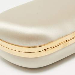 Alexander McQueen Off White Satin Skull Box Clutch