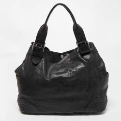 Pre Owned Alexander McQueen Black Leather Faithful Tote