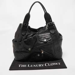 Pre Owned Alexander McQueen Black Leather Faithful Tote