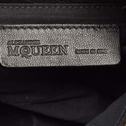 Pre Owned Alexander McQueen Multicolor Printed Satin and Leather Medium De Manta Clutch