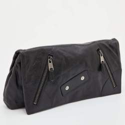 Pre Owned Alexander McQueen Black Leather Faithful Glove Clutch