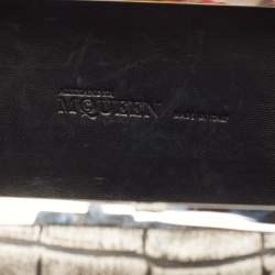 Alexander McQueen Grey/Black Croc Embossed Leather Skull Box Clutch