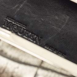 Alexander McQueen Grey/Black Croc Embossed Leather Skull Box Clutch