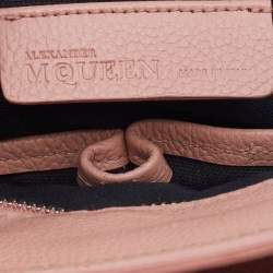 Alexander McQueen Peach Leather Skull Padlock Tote