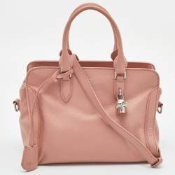 Alexander McQueen Peach Leather Skull Padlock Tote