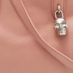 Alexander McQueen Peach Leather Skull Padlock Tote