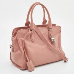 Alexander McQueen Peach Leather Skull Padlock Tote