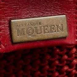 Alexander McQueen Red Woven Coated Canvas and Leather Novak Satchel