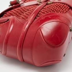 Alexander McQueen Red Woven Coated Canvas and Leather Novak Satchel