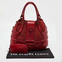 Alexander McQueen Red Woven Coated Canvas and Leather Novak Satchel