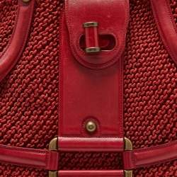 Alexander McQueen Red Woven Coated Canvas and Leather Novak Satchel