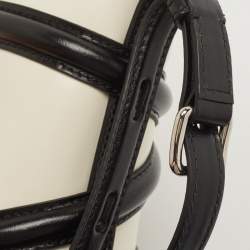 Alexander McQueen White/Black Leather Micro The Curve Bucket Bag