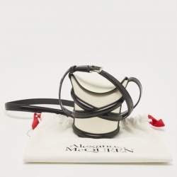 Alexander McQueen White/Black Leather Micro The Curve Bucket Bag