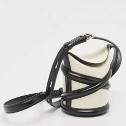 Alexander McQueen White/Black Leather Micro The Curve Bucket Bag
