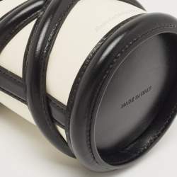 Alexander McQueen White/Black Leather Micro The Curve Bucket Bag