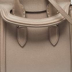 Pre Owned Alexander McQueen Dark Beige Leather Mini Heroine Satchel