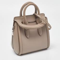 Pre Owned Alexander McQueen Dark Beige Leather Mini Heroine Satchel