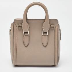 Pre Owned Alexander McQueen Dark Beige Leather Mini Heroine Satchel