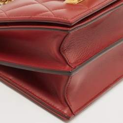 Pre Owned Alexander McQueen Burgundy Leather Jeweled Shoulder Bag