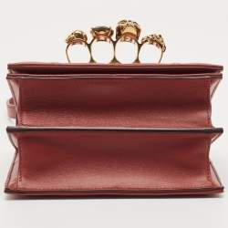 Pre Owned Alexander McQueen Burgundy Leather Jeweled Shoulder Bag