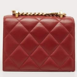 Pre Owned Alexander McQueen Burgundy Leather Jeweled Shoulder Bag