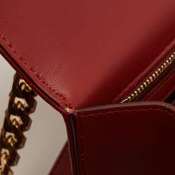 Pre Owned Alexander McQueen Burgundy Leather Jeweled Shoulder Bag